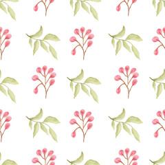 Watercolor leaf seamless pattern