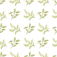 Watercolor leaf seamless pattern