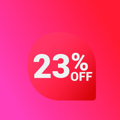 23% off Sale banner offer ad discount promotion vector banner. price discount offer. season sale promo sticker colorful background
