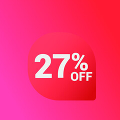27% off Sale banner offer ad discount promotion vector banner. price discount offer. season sale promo sticker colorful background