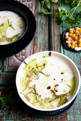 Turkish food, chickpea yogurt soup