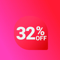 32% off Sale banner offer ad discount promotion vector banner. price discount offer. season sale promo sticker colorful background