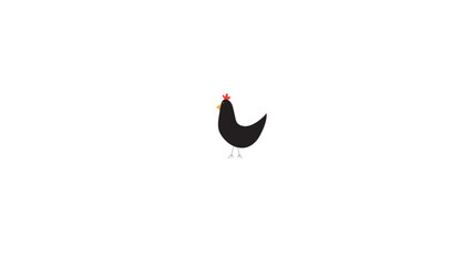 Black minimalist chicken, farm bird, rooster, hen, illustration, vector