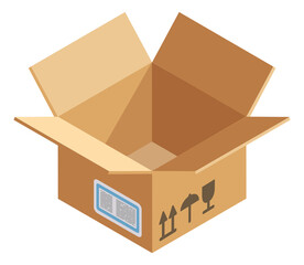 Empty delivery box. Open cardboard package icon