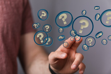 solving problem with digital question marks 3D rendering
