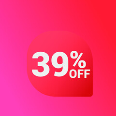 39% off Sale banner offer ad discount promotion vector banner. price discount offer. season sale promo sticker colorful background