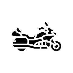 touring motorcycle glyph icon vector. touring motorcycle sign. isolated contour symbol black illustration