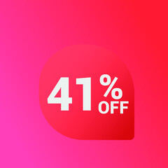 41% off Sale banner offer ad discount promotion vector banner. price discount offer. season sale promo sticker colorful background