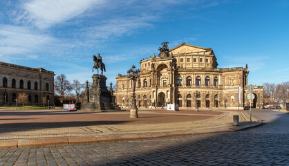 Fototapeta na wymiar Dresden, Saxony, Germany. View of the opera house and square 