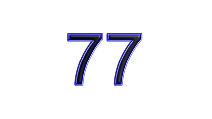 blue 77 number 3d effect white background