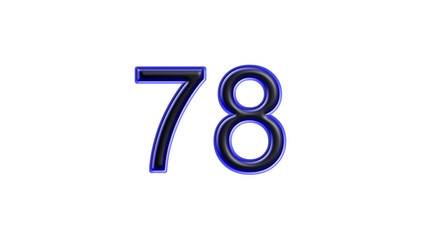blue 78 number 3d effect white background