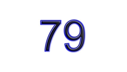 blue 79 number 3d effect white background