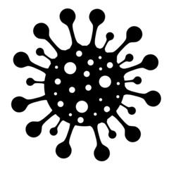 Virus, symbol for disease, infection, corona or danger, black icon isolated on white background