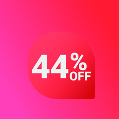 44% off Sale banner offer ad discount promotion vector banner. price discount offer. season sale promo sticker colorful background