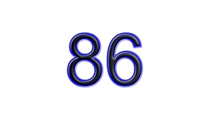 blue 86 number 3d effect white background