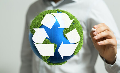 volumetric green recycling sign 3d