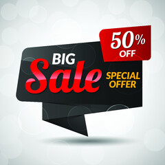 Black And Red Big Sale Sticker With Discount Amount
