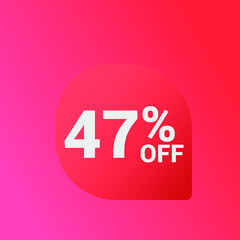 47% off Sale banner offer ad discount promotion vector banner. price discount offer. season sale promo sticker colorful background