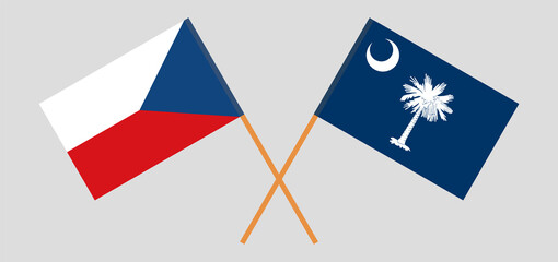 Crossed flags of Czech Republic and The State of South Carolina. Official colors. Correct proportion