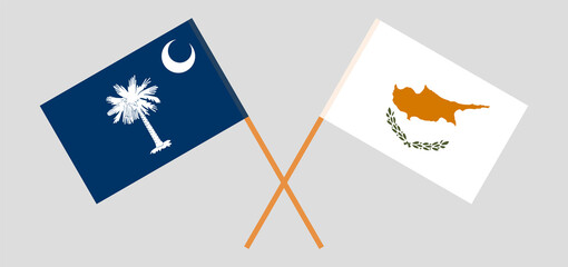 Crossed flags of The State of South Carolina and Cyprus. Official colors. Correct proportion