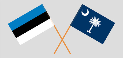 Crossed flags of Estonia and The State of South Carolina. Official colors. Correct proportion