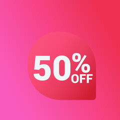 50% off Sale banner offer ad discount promotion vector banner. price discount offer. season sale promo sticker colorful background