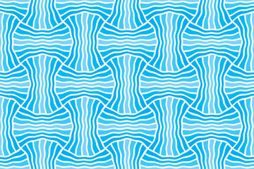 Geometric Squeezed Parallel Lines - Bone Shaped Stripes on Blue Background - Seamless Vector Pattern - Easy to Color Edit