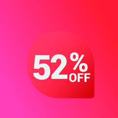 52% off Sale banner offer ad discount promotion vector banner. price discount offer. season sale promo sticker colorful background