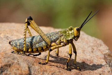 Green milkweed locust (Phymateus leprosus), private garden, Fochville, North West.