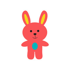 Obraz premium Vector illustration of a pink bunny baby toy. Clip-art on a transparent background.
