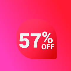 57% off Sale banner offer ad discount promotion vector banner. price discount offer. season sale promo sticker colorful background