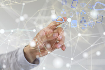 Connecting lines and dots.Big data visualization