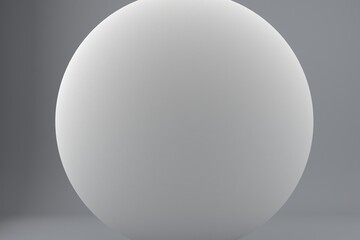 Big white Sphere or Button isolated on grey background