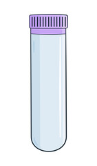 Empty test tube with cap. Cartoon. Vector illustration