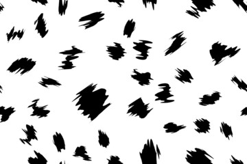 Cheetah fur abstract simple seamless pattern. Animal camouflage skin endless texture. Organic irregular dotty backdrop. Dalmatian, cow or jaguar black and white coat texture. Fabric surface design