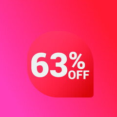 63% off Sale banner offer ad discount promotion vector banner. price discount offer. season sale promo sticker colorful background
