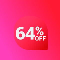 64% off Sale banner offer ad discount promotion vector banner. price discount offer. season sale promo sticker colorful background