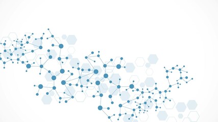 Structure molecule and communication. Dna, atom, neurons. Scientific concept for your design. Connected lines with dots. Medical, technology, chemistry, science background.  illustration.