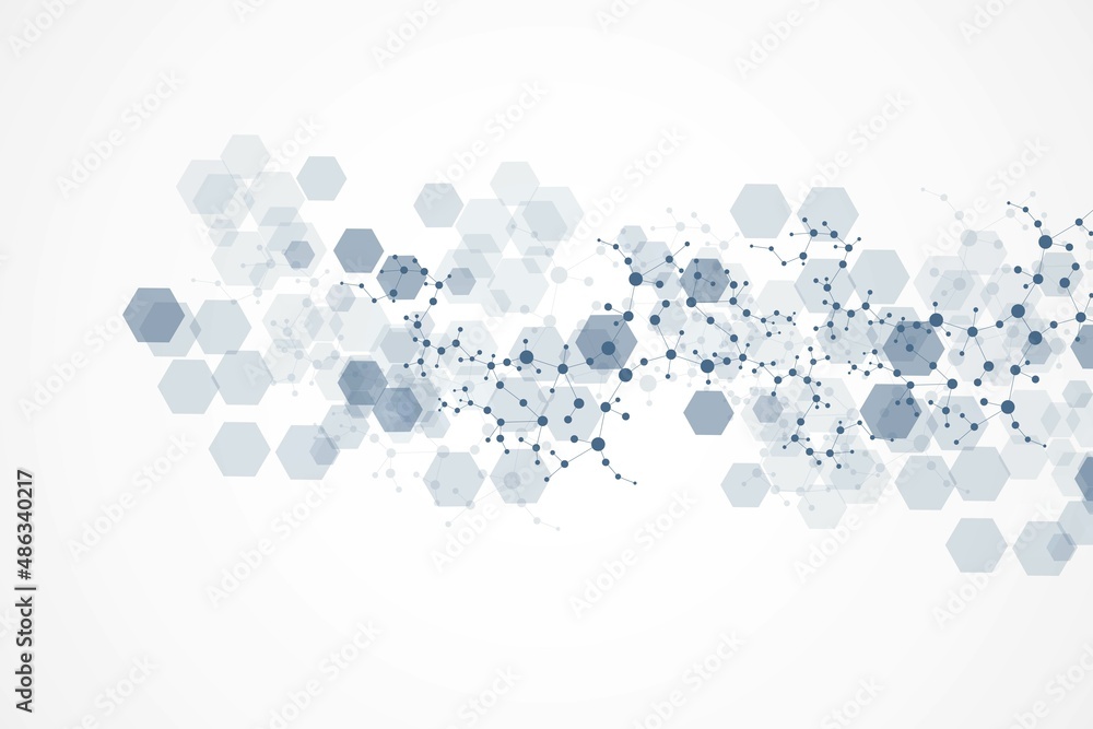Poster modern futuristic background of the scientific hexagonal pattern. virtual abstract background with p