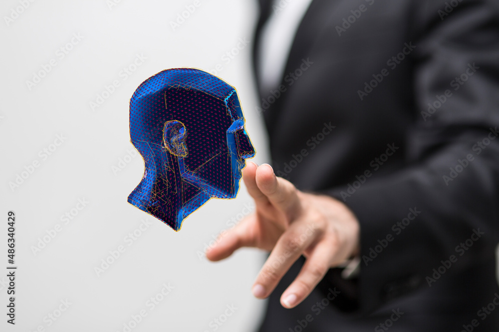 Poster artificial intelligence concept. creative brain concept