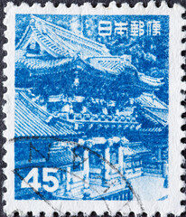 Japan - circa 1952: a postage stamp from Japan, showing the Yomei Gate, Tōshō-gū Shrine - Nikko
