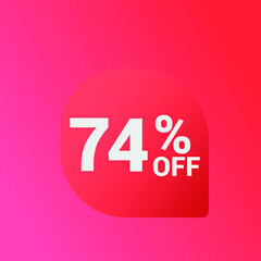 74% off Sale banner offer ad discount promotion vector banner. price discount offer. season sale promo sticker colorful background