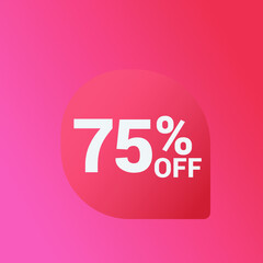 75% off Sale banner offer ad discount promotion vector banner. price discount offer. season sale promo sticker colorful background