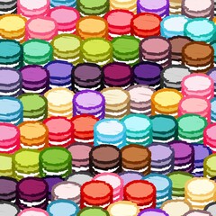 Colorful chalk Macaroons, seamless pattern background. Vector illustration.