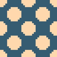 Cream and blue retro Polka Dot seamless pattern pixel art. Vector illustration.