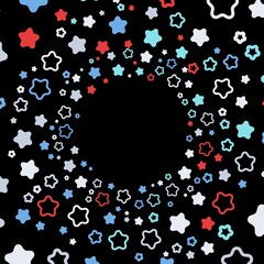Colorful stars particle tunnel to place your content. Vector illustration.