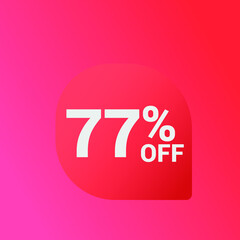 77% off Sale banner offer ad discount promotion vector banner. price discount offer. season sale promo sticker colorful background