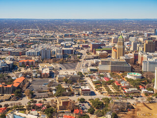 Obraz premium High angle view of the downtown cityscape