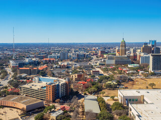 High angle view of the downtown cityscape