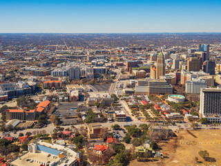 High angle view of the downtown cityscape